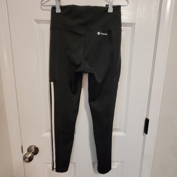Adidas Aeroready 3 Stripe Classic Black and White Athletic Leggings Small - Picture 5 of 16
